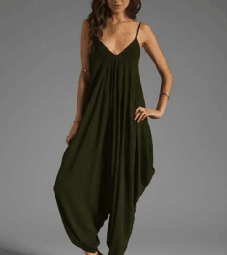 Black V-Neck Suspender Jumpsuit for Women - Image 2