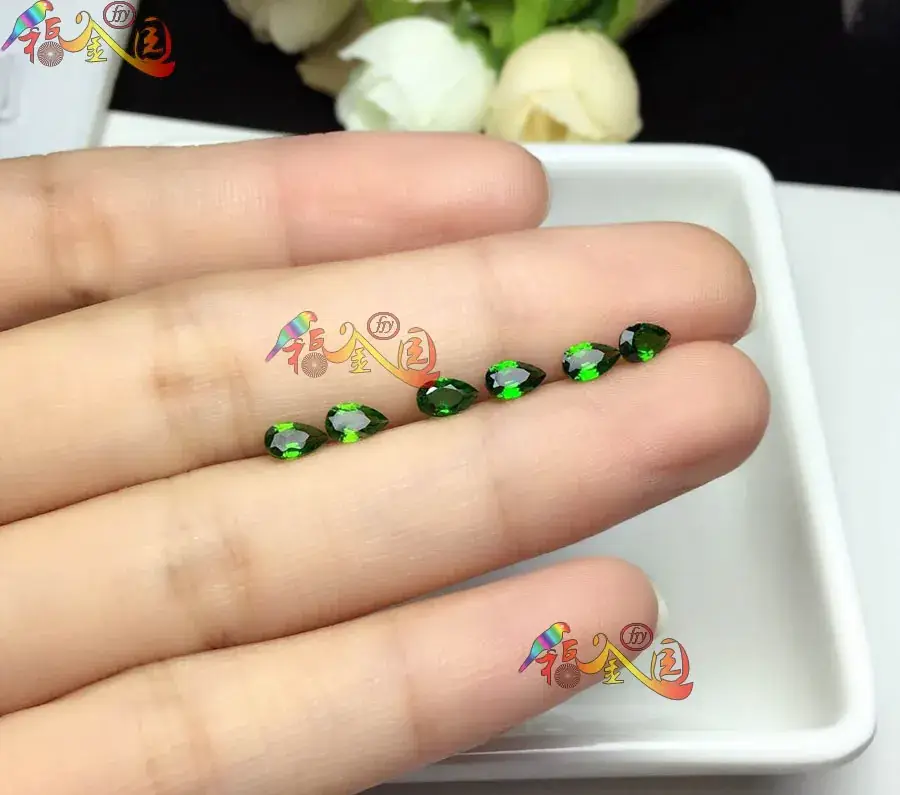 Natural Diopside Bare Stone Rings 3x5 Drop Ice Clear - Image 2