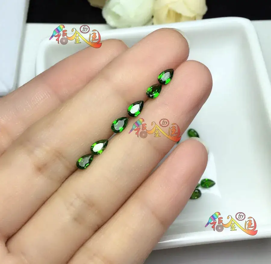 Natural Diopside Bare Stone Rings 3x5 Drop Ice Clear - Image 3