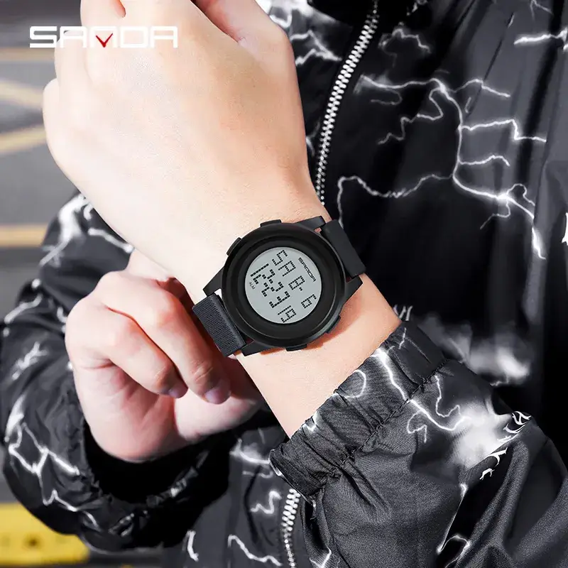 Sanda Men's Digital Watch Black 12:48