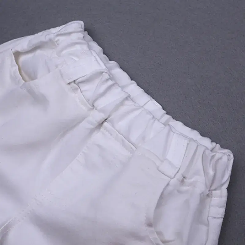 White Off-Shoulder Girls Shorts Set Summer