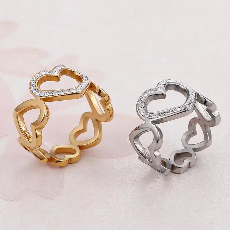 Heart Shaped Diamond Ring for Women Silver - Image 6