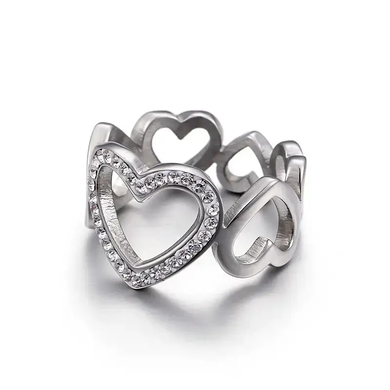 Heart Shaped Diamond Ring for Women Silver - Image 7
