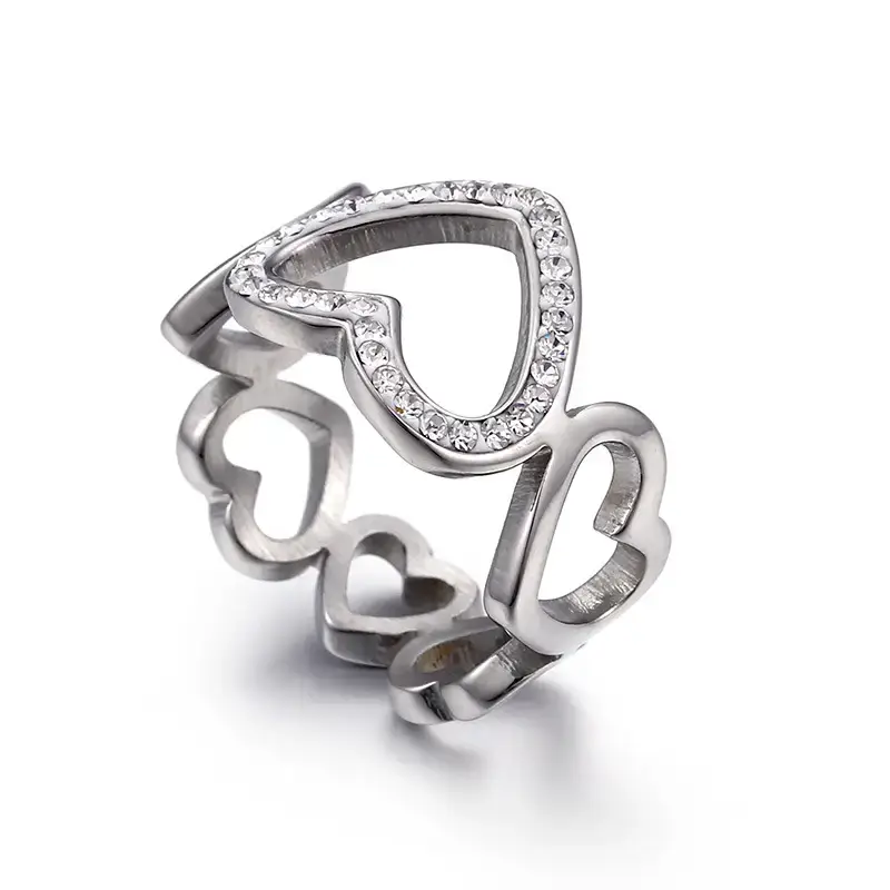 Heart Shaped Diamond Ring for Women Silver - Image 2