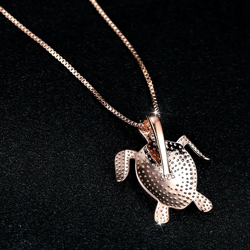 Turtle Pendant Necklace with Heart of the Ocean Design