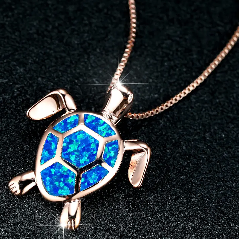 Turtle Pendant Necklace with Heart of the Ocean Design