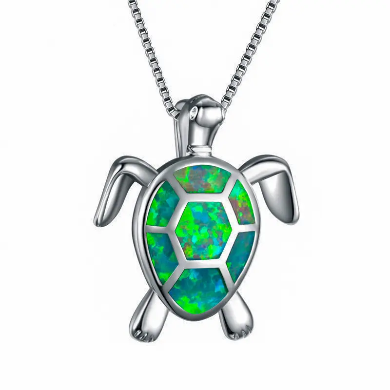 Turtle Pendant Necklace with Heart of the Ocean Design