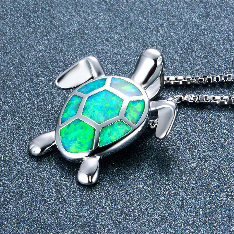 Turtle Pendant Necklace with Heart of the Ocean Design