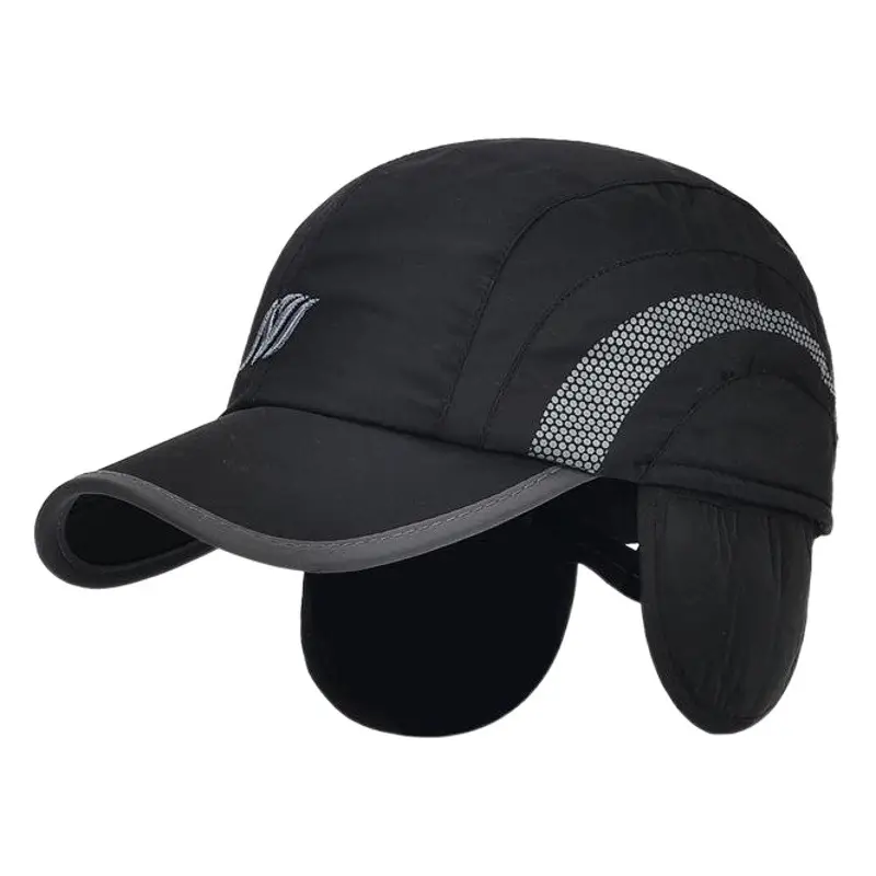 Men's Winter Black Cap with Ear Protection