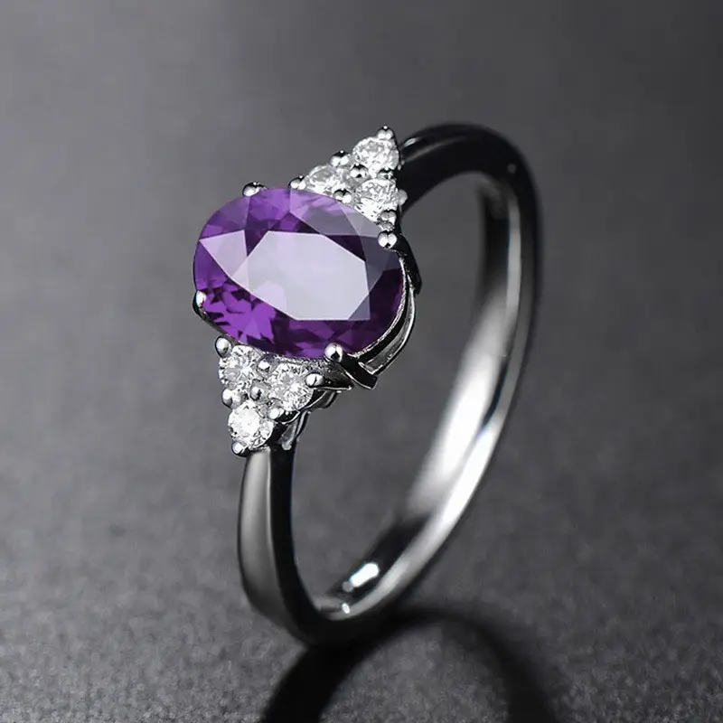 Women's Green Emerald Diamond Ring with Red & Purple Stones - Image 2