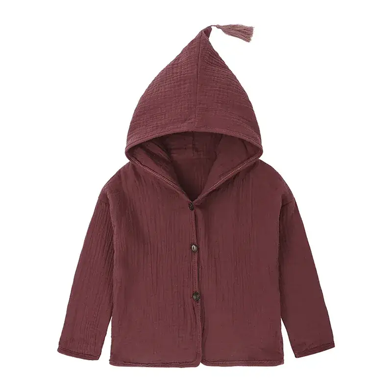 Green Tassel Hooded Cardigan for Kids Spring Autumn Wear