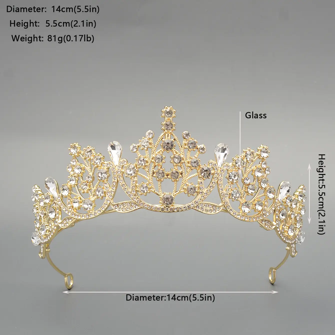 Baroque Diamond Queen Crown for Bridal Wedding Jewelry - Image 2