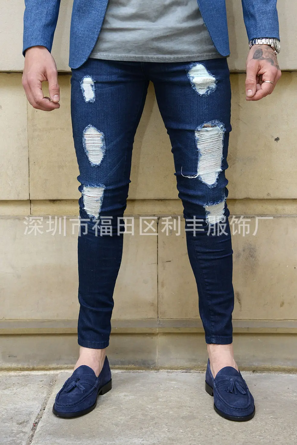 New Men Slim Fit High Waist Jeans Cross Border — feature 2