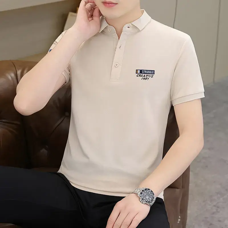 Men's Grey Polo T-Shirt with Logo