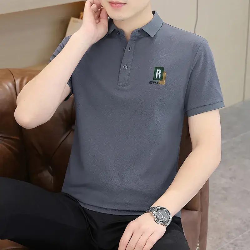 Men's Grey Polo T-Shirt with Logo