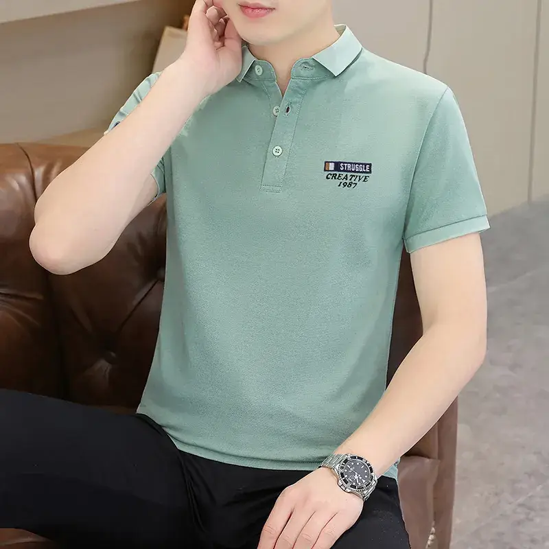 Men's Grey Polo T-Shirt with Logo