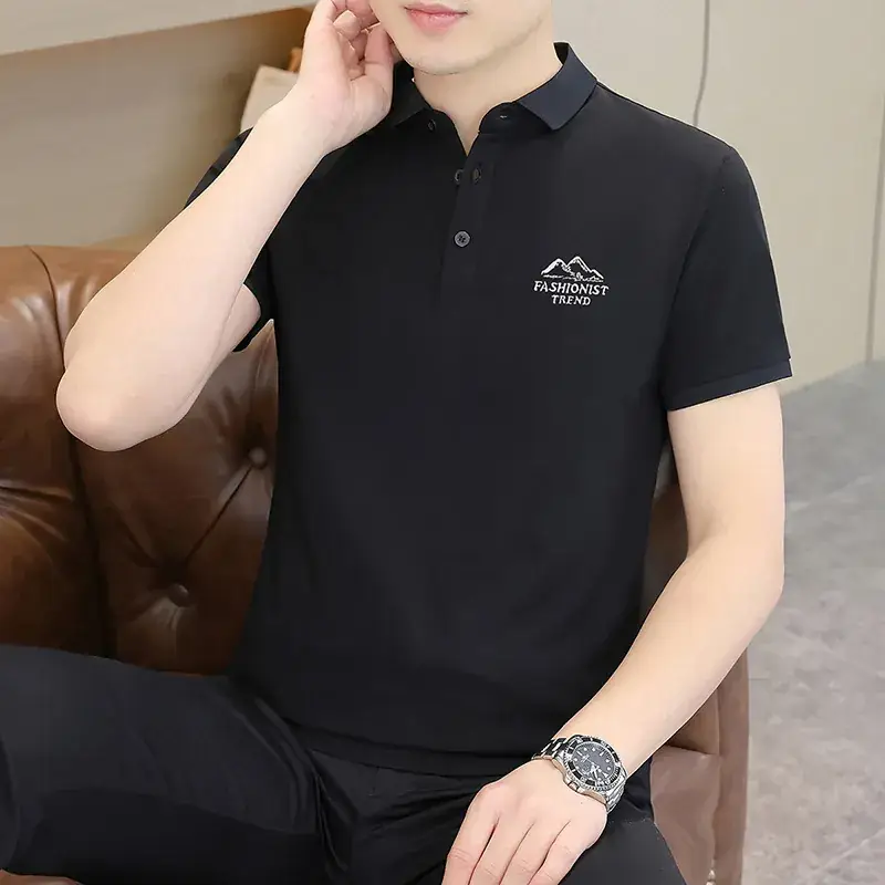Men's Grey Polo T-Shirt with Logo
