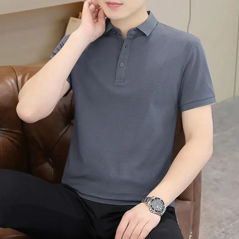 Men's Grey Polo T-Shirt with Logo