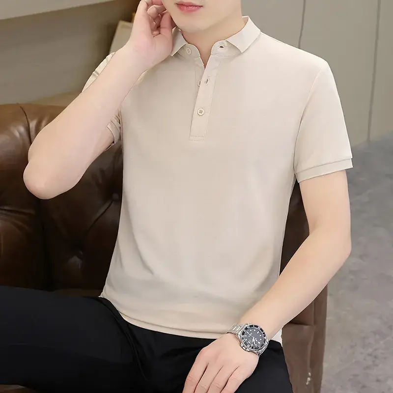 Men's Grey Polo T-Shirt with Logo