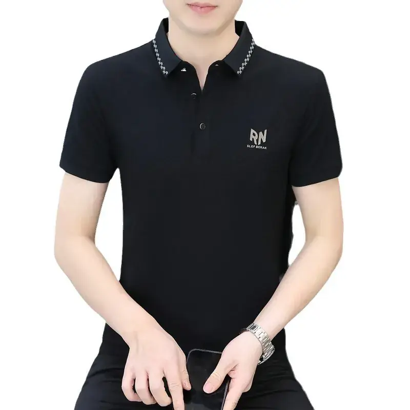 Men White Polo Shirt with Logo Short Sleeve Casual Wear - Image 41