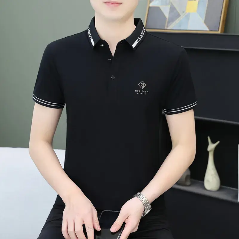 Men White Polo Shirt with Logo Short Sleeve Casual Wear - Image 10
