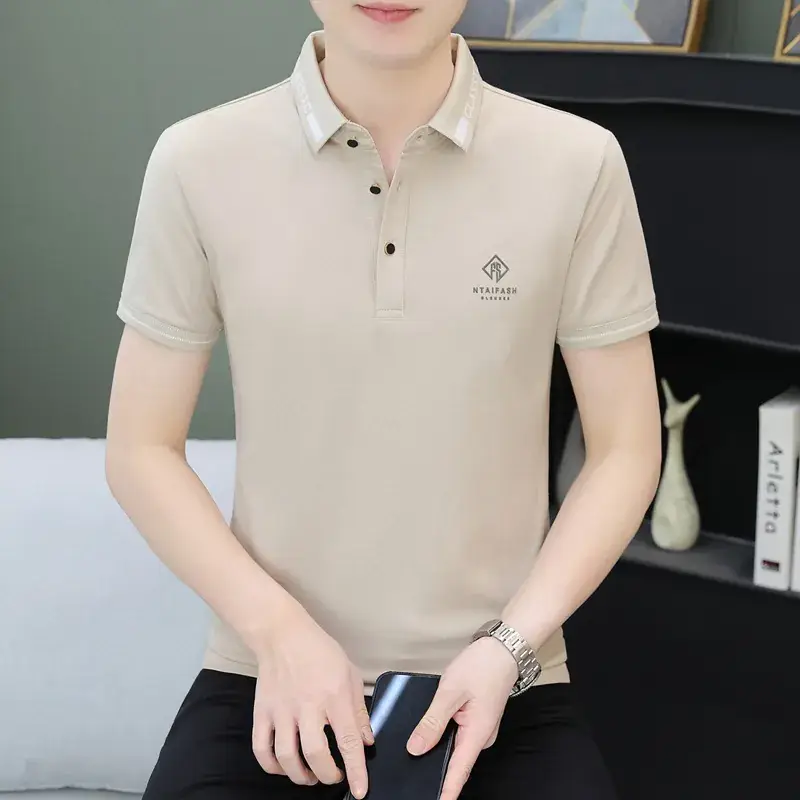 Men White Polo Shirt with Logo Short Sleeve Casual Wear - Image 12