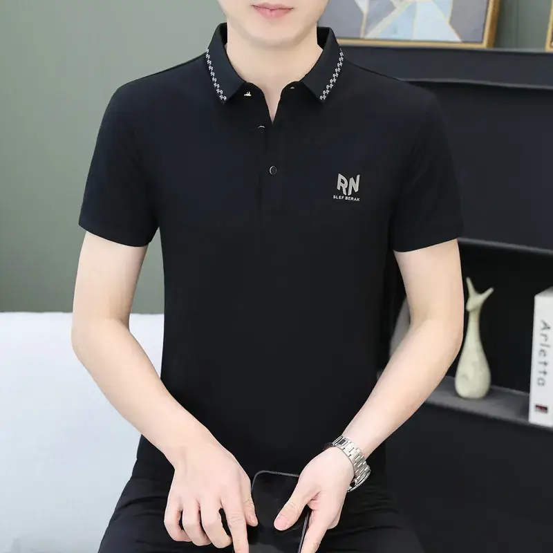 Men White Polo Shirt with Logo Short Sleeve Casual Wear - Image 14