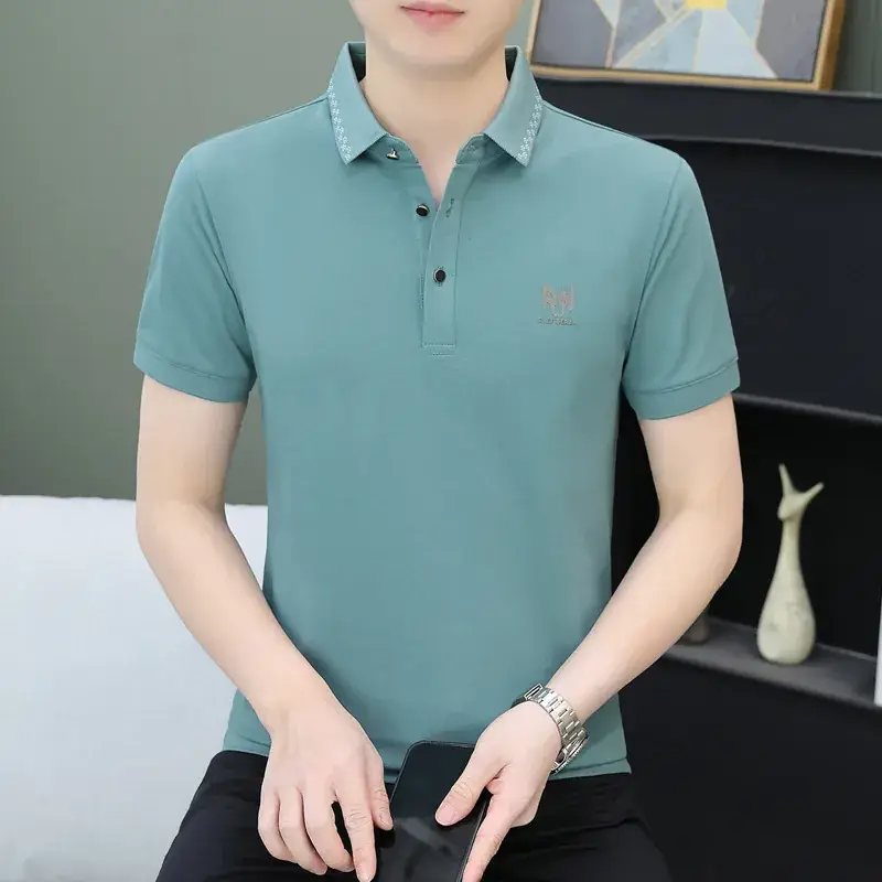Men White Polo Shirt with Logo Short Sleeve Casual Wear - Image 16