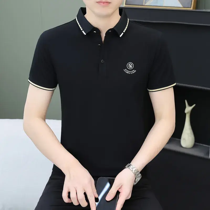 Men White Polo Shirt with Logo Short Sleeve Casual Wear - Image 18