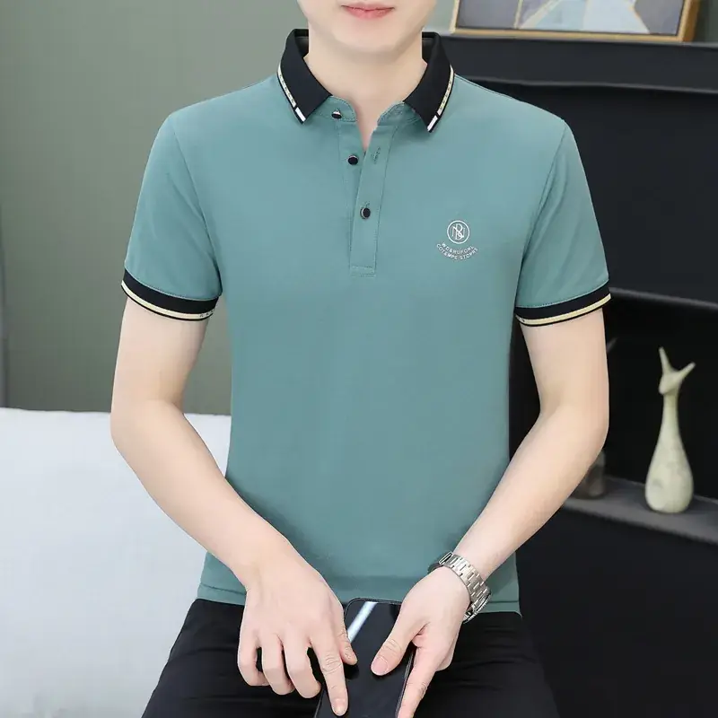 Men White Polo Shirt with Logo Short Sleeve Casual Wear - Image 20