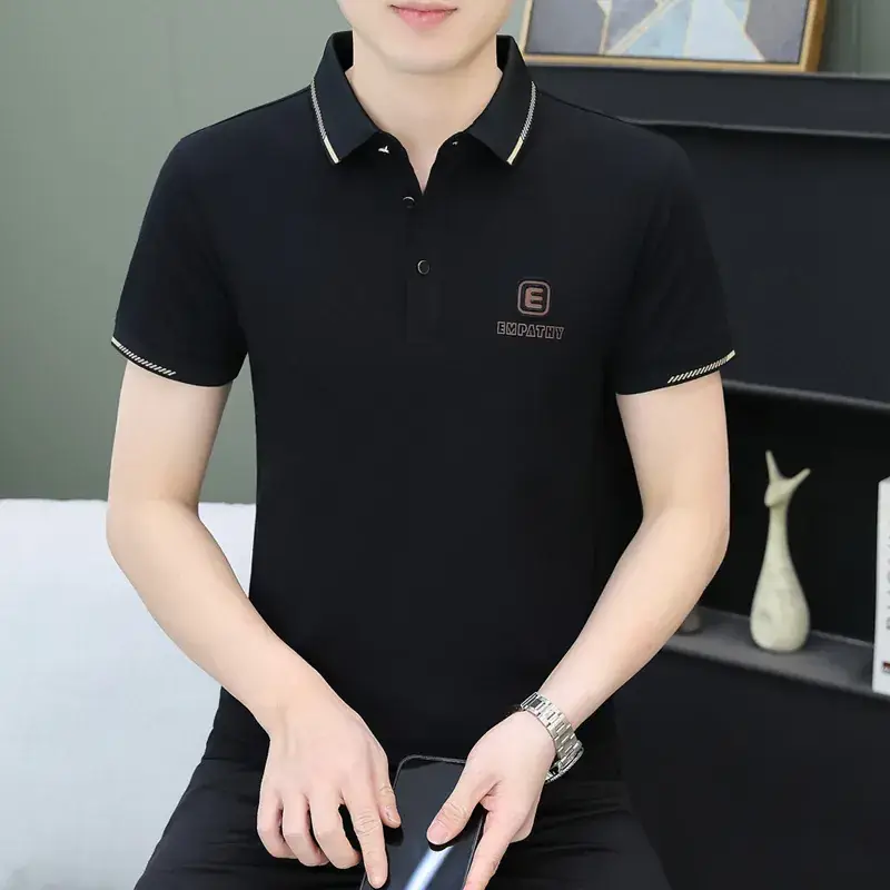 Men White Polo Shirt with Logo Short Sleeve Casual Wear - Image 23