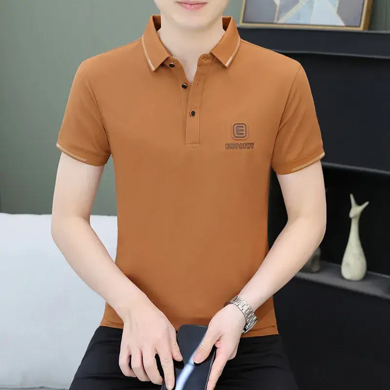 Men White Polo Shirt with Logo Short Sleeve Casual Wear - Image 24