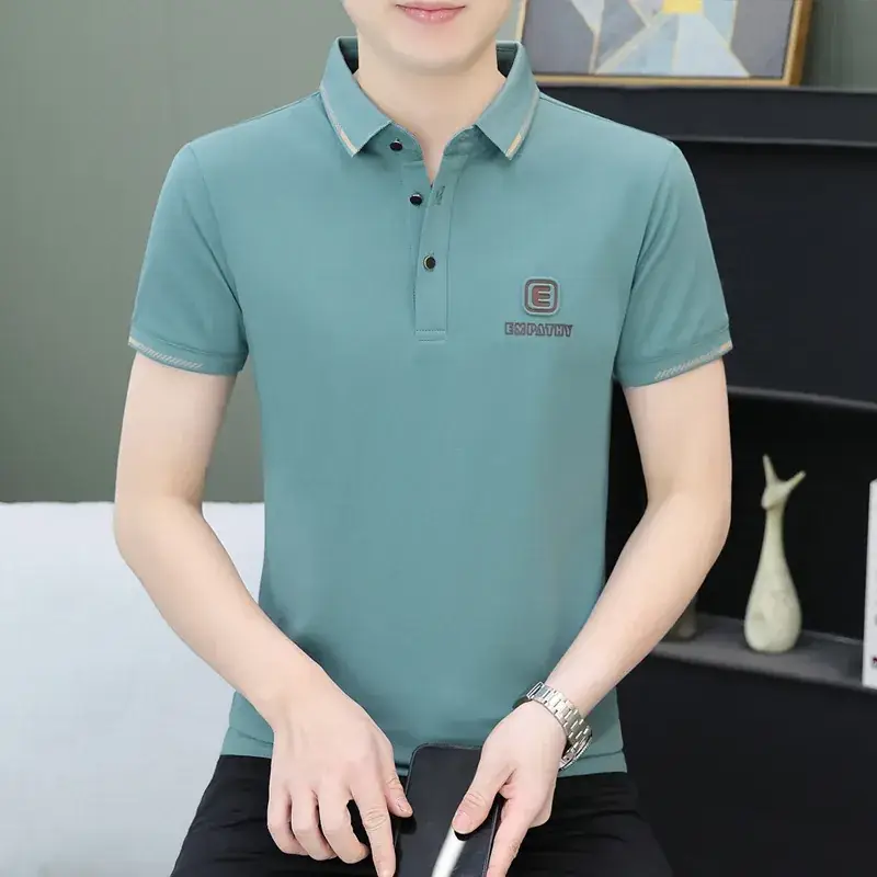Men White Polo Shirt with Logo Short Sleeve Casual Wear - Image 25