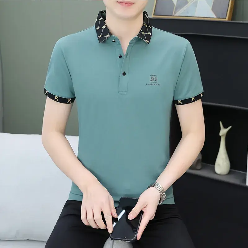 Men White Polo Shirt with Logo Short Sleeve Casual Wear - Image 30