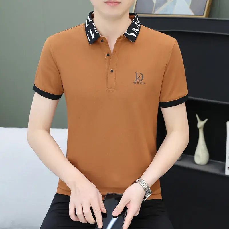 Men White Polo Shirt with Logo Short Sleeve Casual Wear - Image 34