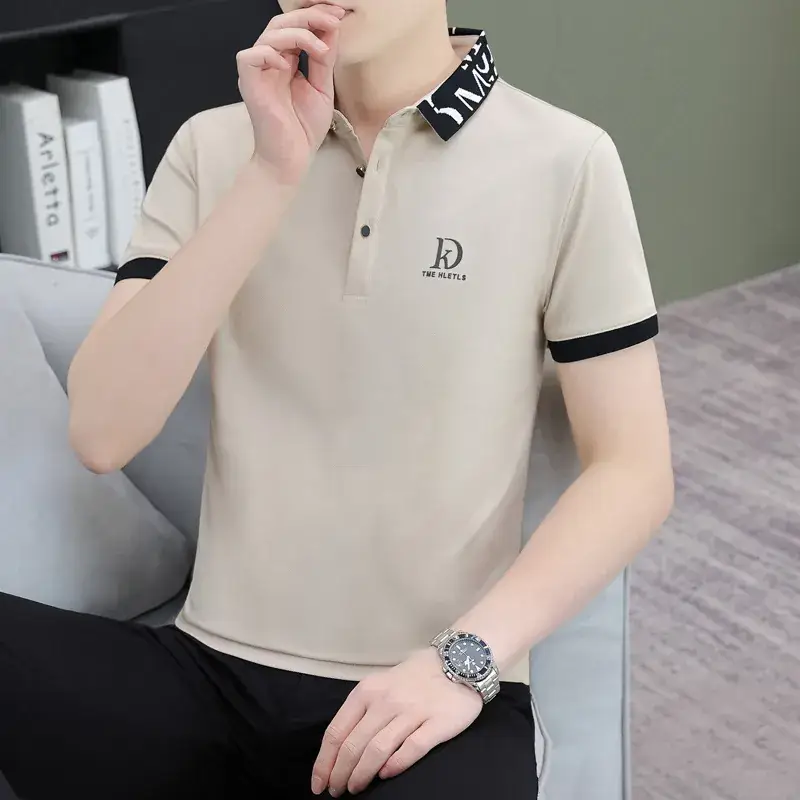 Men White Polo Shirt with Logo Short Sleeve Casual Wear - Image 36
