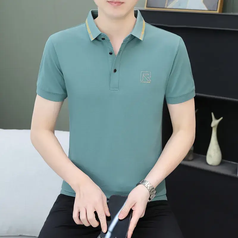 Men White Polo Shirt with Logo Short Sleeve Casual Wear - Image 4