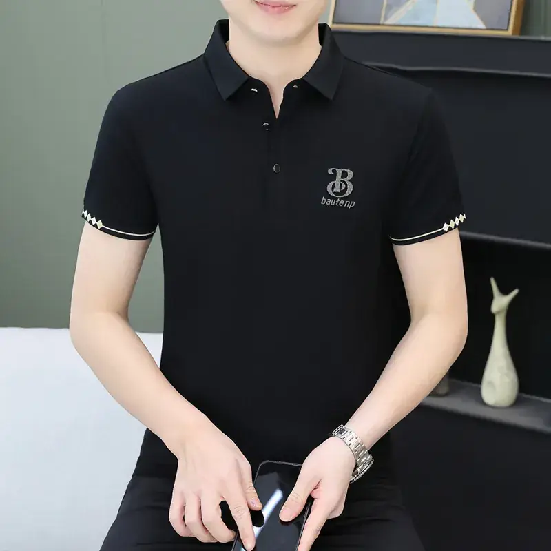 Men White Polo Shirt with Logo Short Sleeve Casual Wear - Image 6