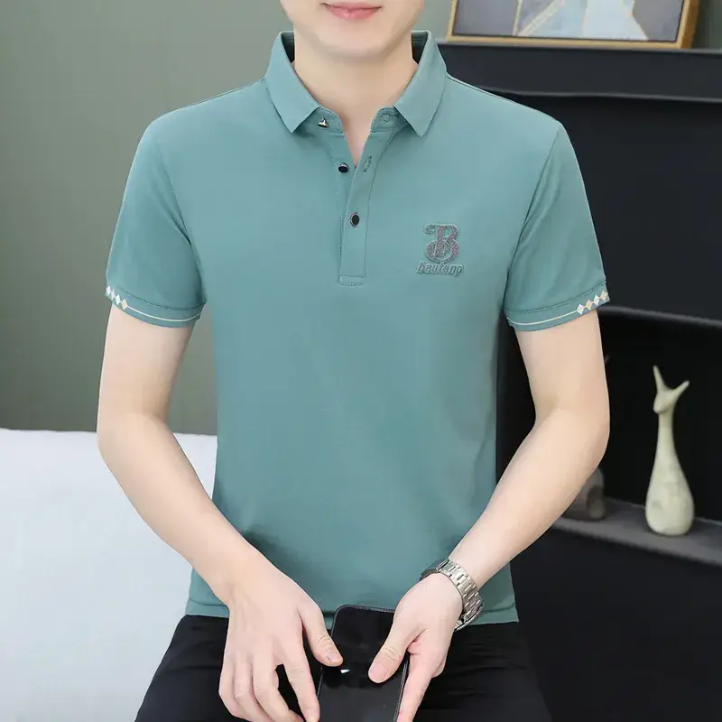 Men White Polo Shirt with Logo Short Sleeve Casual Wear - Image 8