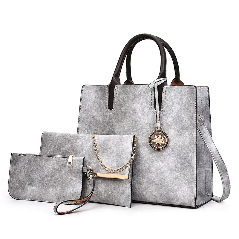 Women's 3-Piece Black Embossed Shoulder Messenger Bag Set - Image 2