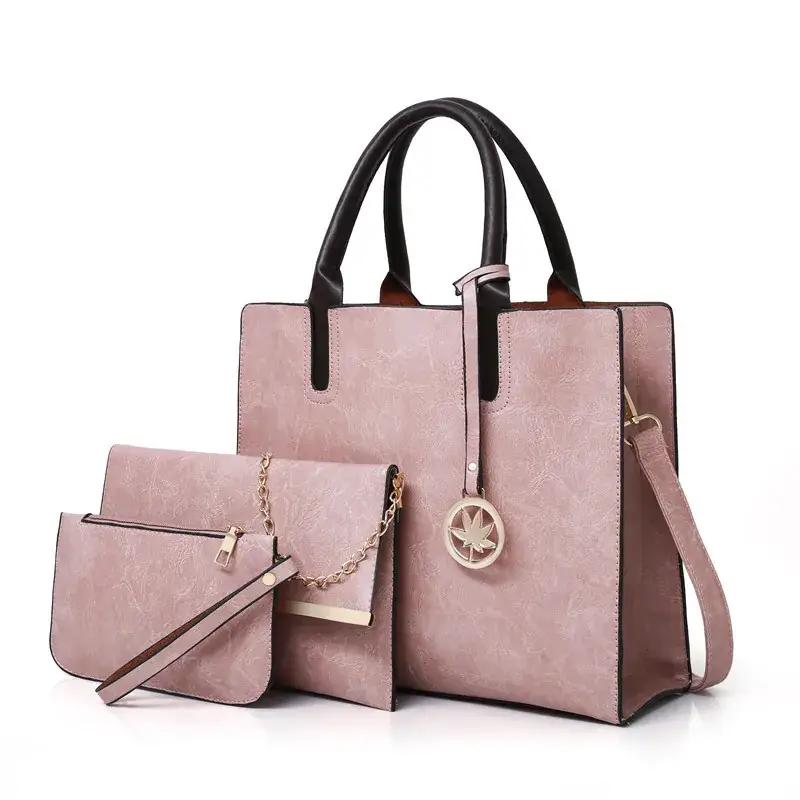 Women's 3-Piece Black Embossed Shoulder Messenger Bag Set - Image 5
