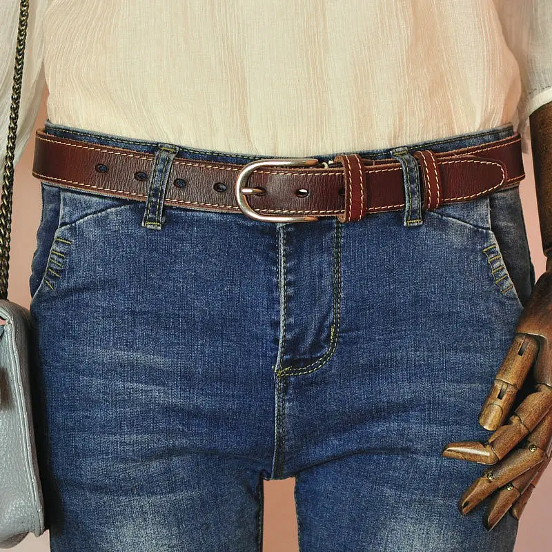 Spot Women Genuine Leather Belt Retro Handmade All-match New Soft Wash