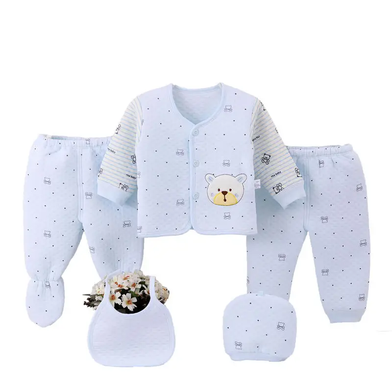 Baby Cotton Five-Piece Set Pink Newborn 0-3M