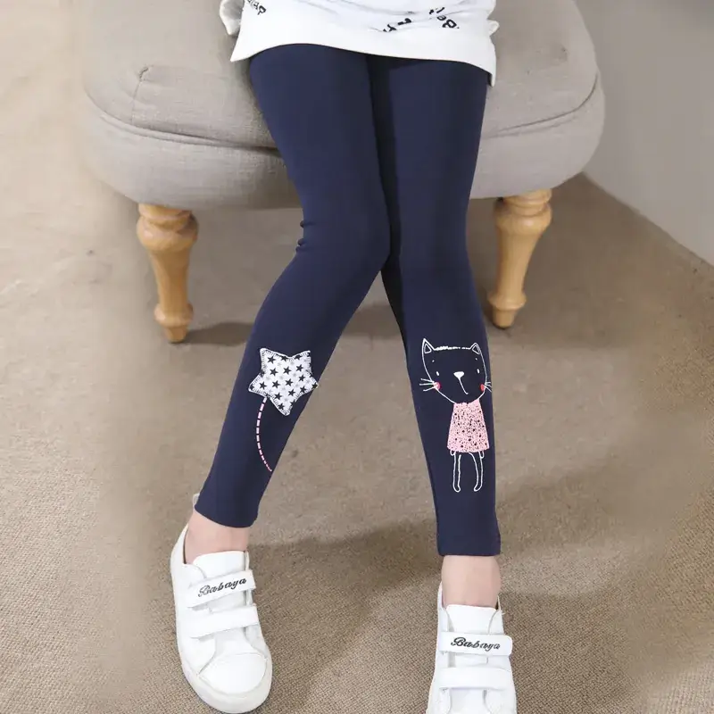 Girls Fleece Leggings Cat Print Winter Wear