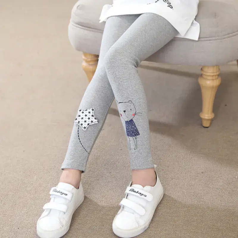 Girls Fleece Leggings Cat Print Winter Wear