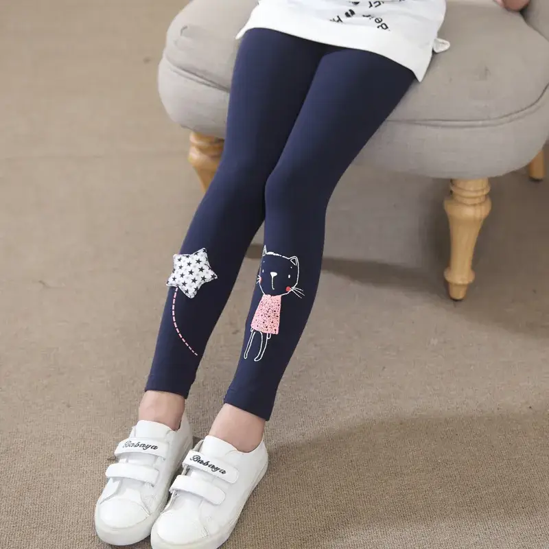 Girls Fleece Leggings Cat Print Winter Wear