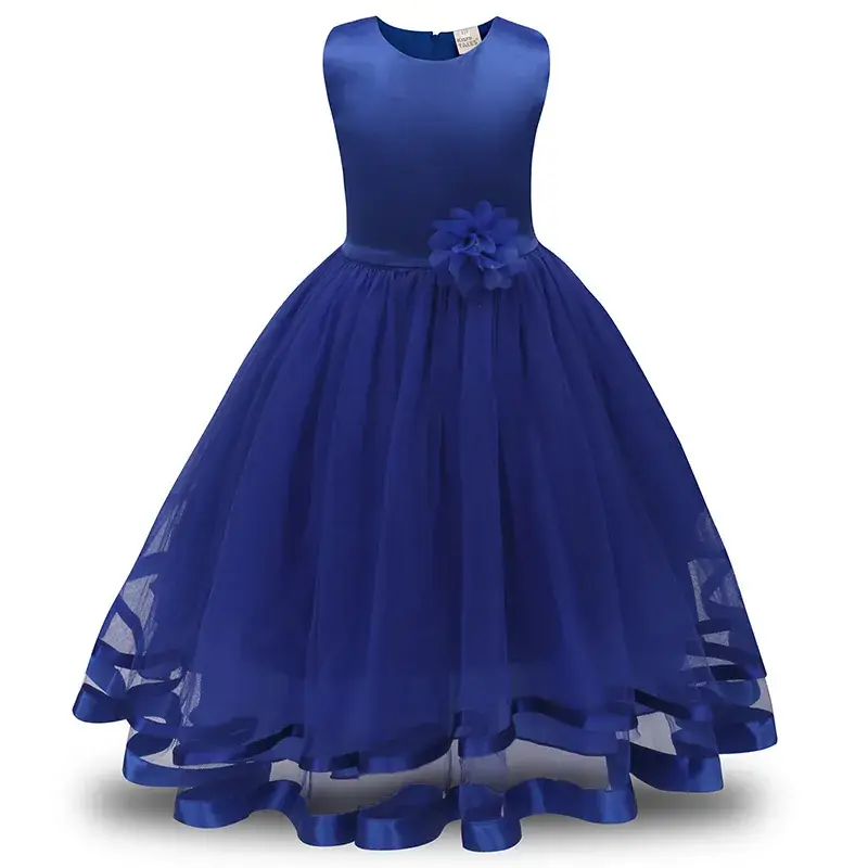 Red Korean Style Flower Girl Dress for Girls - Image 8