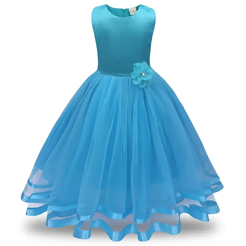 Red Korean Style Flower Girl Dress for Girls - Image 10