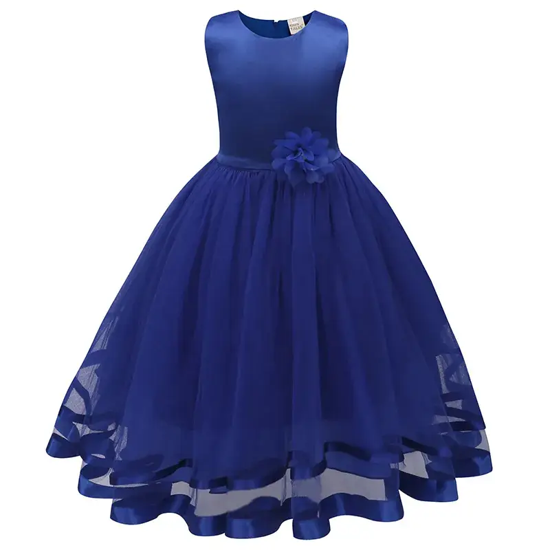 Red Korean Style Flower Girl Dress for Girls - Image 3