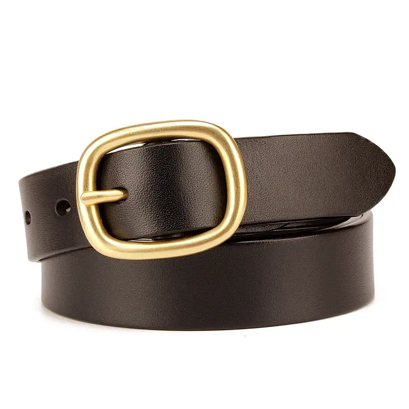 Pure Copper Japanese Pin Buckle Wide Belt Women's First Layer Cowhide Casual All-match Belt Men's Jeans Belt 28mm - Image 4